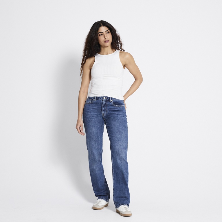 Mid waist straight jeans "Mid West" Mid wash